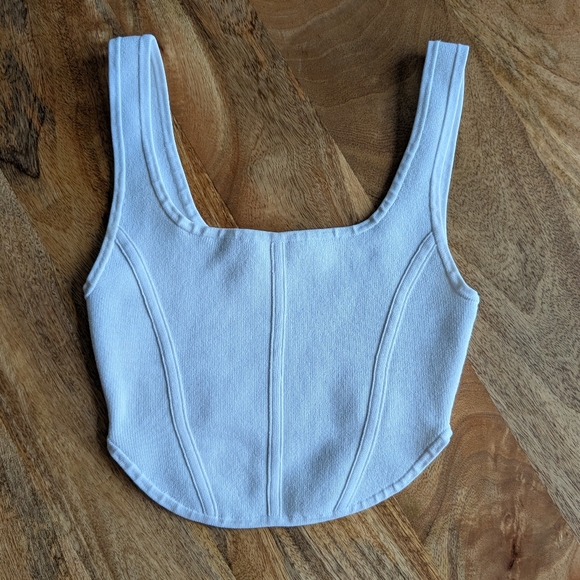 Babaton Tops - Babaton White Crop Top XS Sleeveless Corset Style Aritzia Festival Y2K